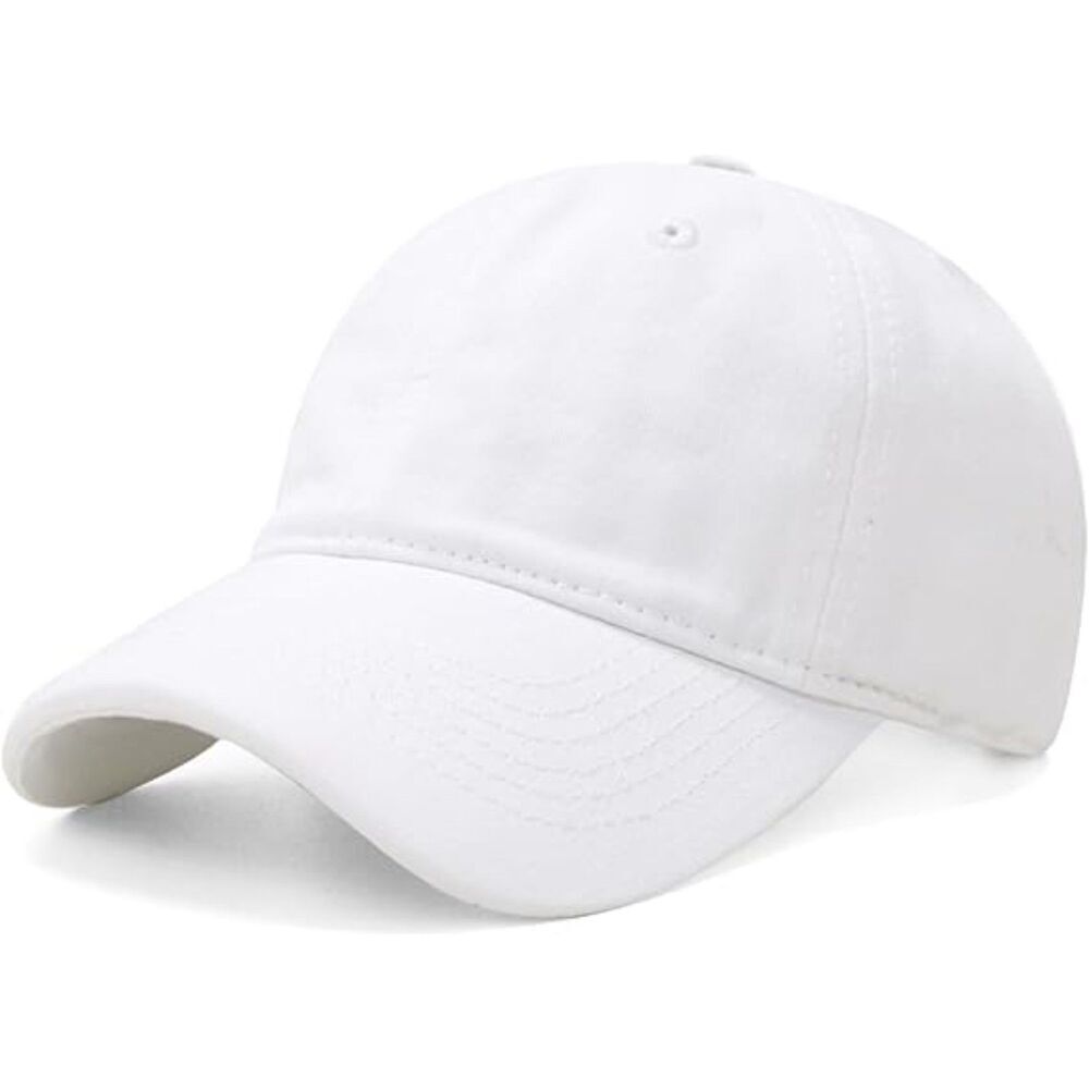 Unisex White Washed Ponytail Slot Adjustable Buckle Classic Baseball Plain Cap